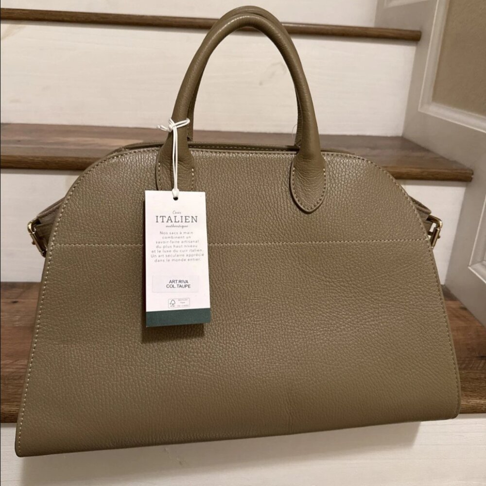 NWT Anna Paola Italian leather Taupe Handbag
